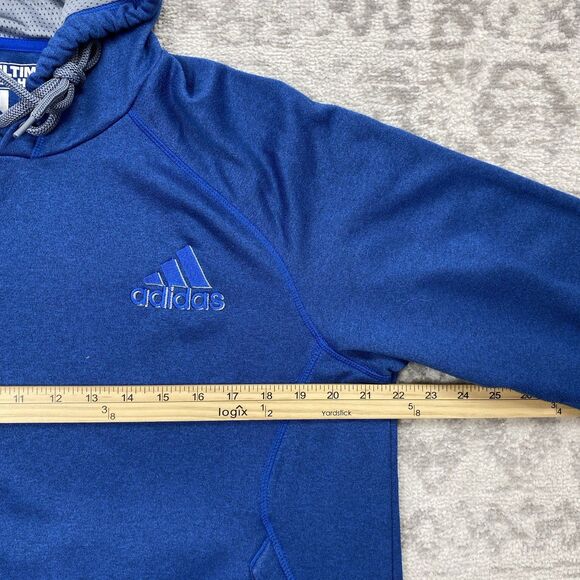 Adidas Ultimate Hoodie Climawarm Long Sleeve Blue Fleece Sweatshirt Size Large - Picture 5 of 7